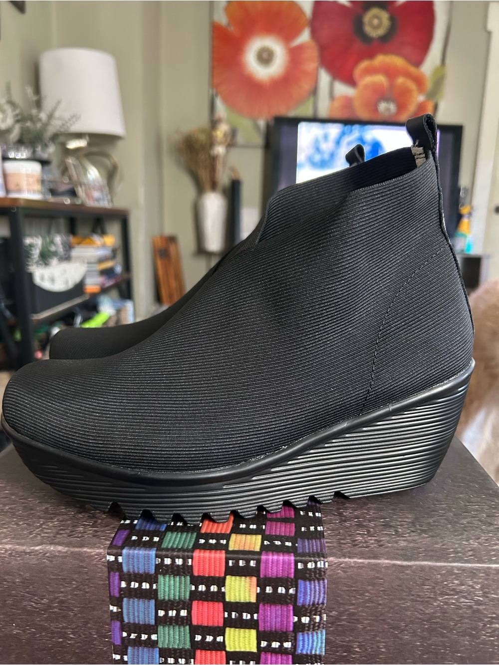 Bernie Mev MaileBlack Women's Wedge Slip-On Ankle Shoe Sz 40(US 9.6) nwb